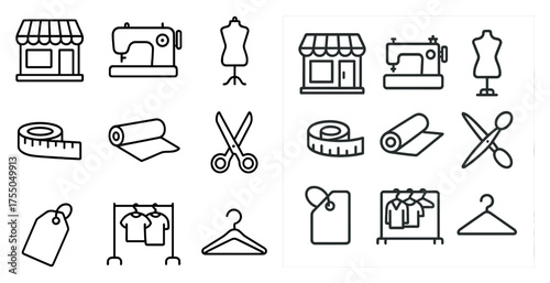 Tailoring and sewing line icons set – linear, outline, dressmaking tools collection
