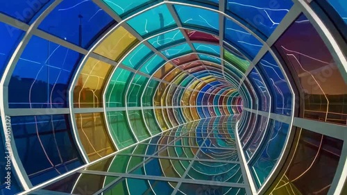 Experience the dynamic energy of a vibrant, colorful tunnel, perfect for travel, architecture, and abstract design projects