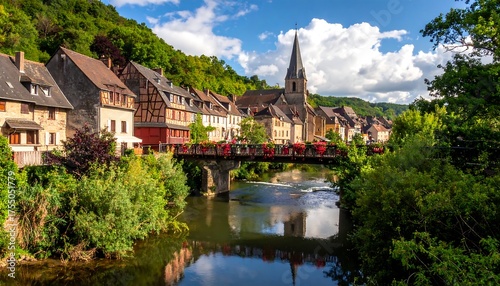 Picturesque Beaulieu-sur-Dordogne - A Charming French Village Scene with River and Architecture. © Capucino