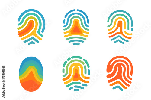 Diverse Heatmapping Logos. Heatmapping. Set Logo of Heatmapping: fingerprint heat signature. harmonious logo variations of the same emblematic concept, each