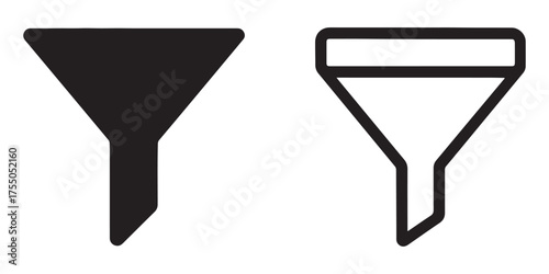 Black and white funnel icons representing filtration process