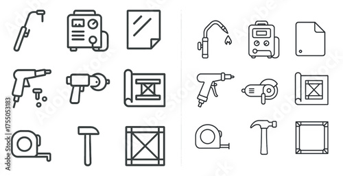 Construction and tools line icons set – outline, equipment, building symbols