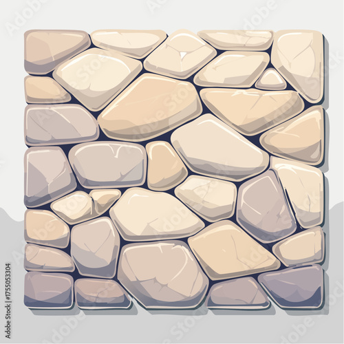 A textured illustration of a rustic stone wall with irregularly shaped, light-colored stones.