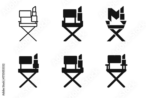 Makeup Artist Logo Designs. Professional makeup artist?s chair. Set Logo of Professional makeup artist?s chair: Lipstick. harmonious logo variations of the