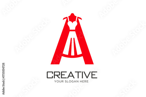Creative Letter A with Women Clothing Logo Design Concept. Women Clothing Brand Logo.