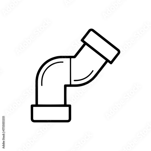 Vector art of a simple line art illustration of a plumbing pipe elbow fitting
