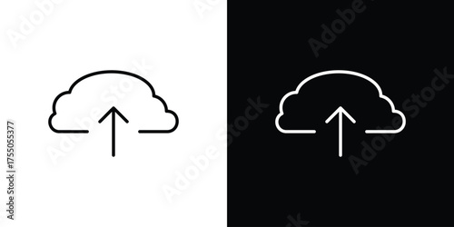 Upload to Cloud icon in stroke versions. Graphic elements for web