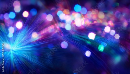 Wallpaper Mural Defocused Crystal Flare Optical Ray Purple Blue Color Dazzle Vibrant Rainbow Texture On Abstract Visual Luminous Bokeh Background Torontodigital.ca