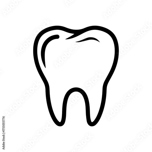 Vector art of simple black and white illustration of a human tooth