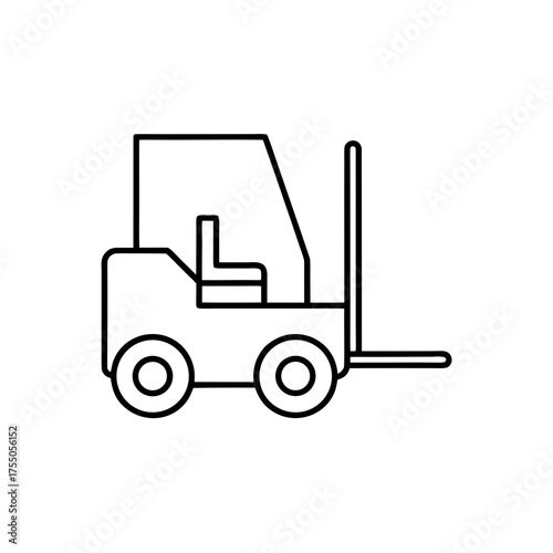 Outline drawing of a forklift vehicle on transparent background