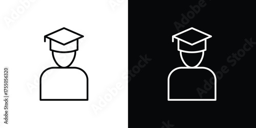Student icon in stroke versions. Graphic elements for web