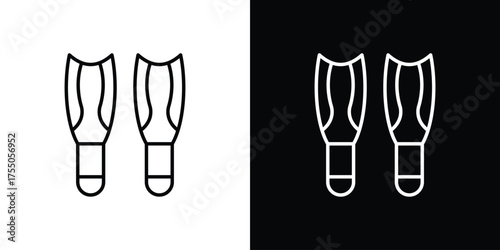 Scuba diving icon in stroke versions. Graphic elements for web