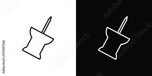 Push pin icon in stroke versions. Graphic elements for web