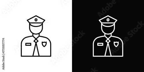 Police icon in stroke versions. Graphic elements for web