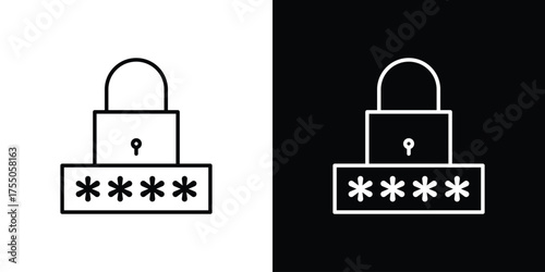 Password icon in stroke versions. Graphic elements for web