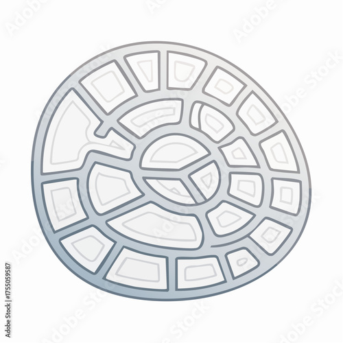 A stylized, abstract representation of a cross-section of a nautilus shell.