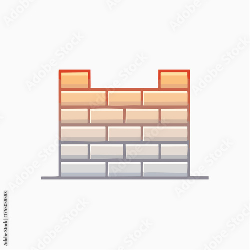 Stylized icon of a brick wall with a color gradient from orange to grey.