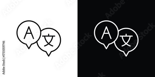 Language icon in stroke versions. Graphic elements for web