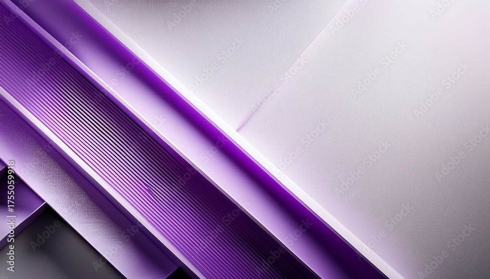 Obraz premium Clean White Backdrop With Purple Geometric Lines And Soft Shadowing Perfect For A Professional Digital Design