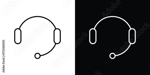 Headphones icon in stroke versions. Graphic elements for web