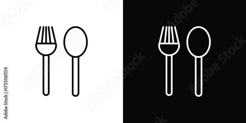 Fork and Knife icon in stroke versions. Graphic elements for web