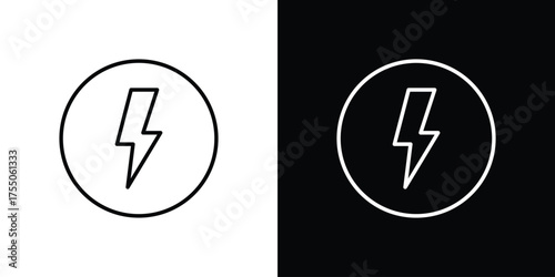 Flash icon in stroke versions. Graphic elements for web