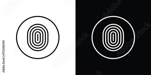 Fingerprint icon in stroke versions. Graphic elements for web