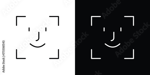 Face id icon in stroke versions. Graphic elements for web
