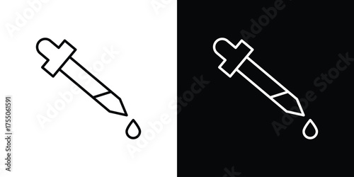 Eye dropper icon in stroke versions. Graphic elements for web
