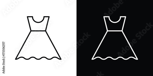 Dress icon in stroke versions. Graphic elements for web