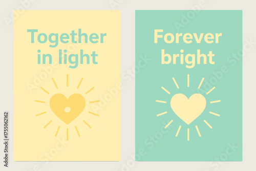 Together in Light Banners. Together in light. Two vertical A6 banners with safe margins, centered composition, no elements touching edges, flat vector design,