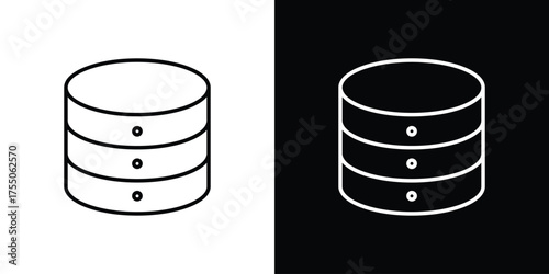 Database icon in stroke versions. Graphic elements for web