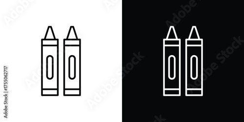 Crayon icon in stroke versions. Graphic elements for web