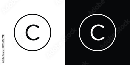 Copyright icon in stroke versions. Graphic elements for web