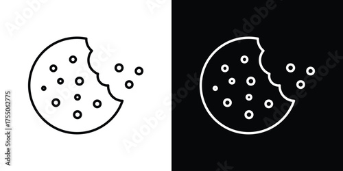 Cookie icon in stroke versions. Graphic elements for web