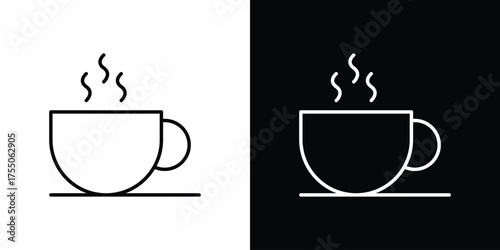 Coffee icon in stroke versions. Graphic elements for web