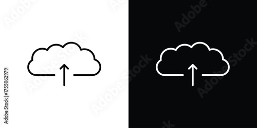 Cloud upload icon in stroke versions. Graphic elements for web