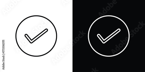 Checkmark icon in stroke versions. Graphic elements for web