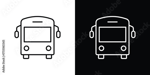 Bus icon in stroke versions. Graphic elements for web