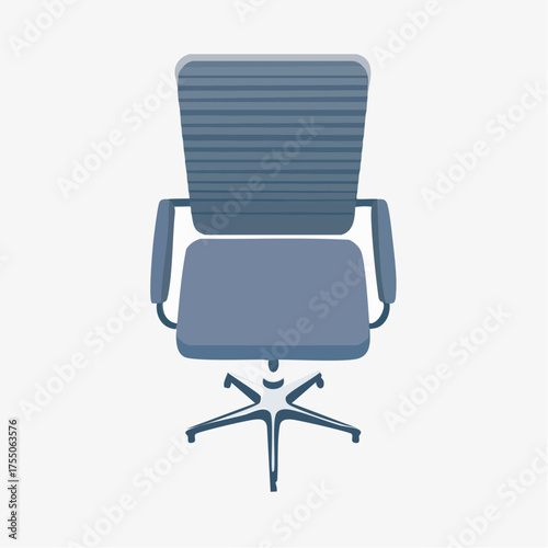 Illustration of a blue office chair with armrests and a five-star base.
