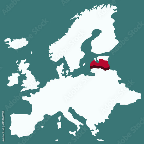 Latvia Country highlighted 3D map on Africa continent map vector illustration	for projects and presentation 