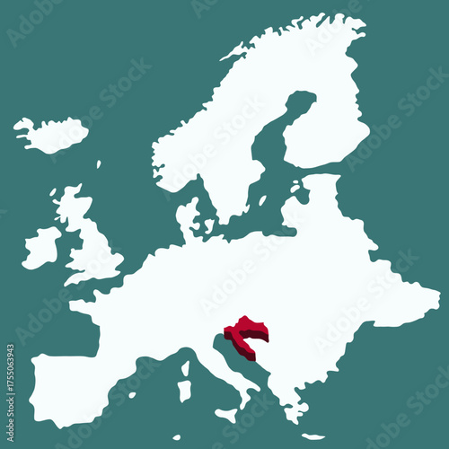 Croatia Country highlighted 3D map on Africa continent map vector illustration	for projects and presentation 