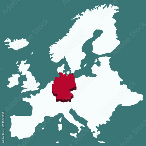 Germany Country highlighted 3D map on Africa continent map vector illustration	for projects and presentation 