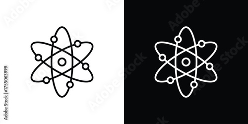 Atom icon in stroke versions. Graphic elements for web