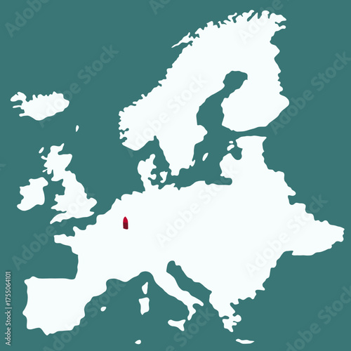 Luxembourg Country highlighted 3D map on Africa continent map vector illustration	for projects and presentation 