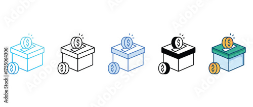 Donation icon set multiple style collection