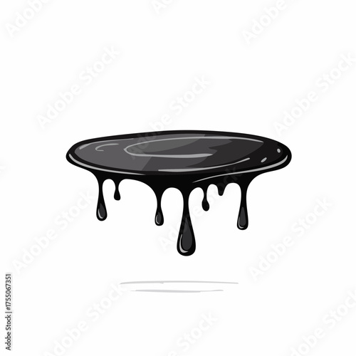 Illustration of a dripping puddle of black liquid.