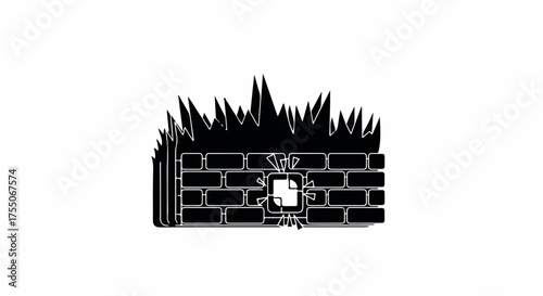 Nature's resilience: Grass sprouts through a brick wall, symbolizing strength and new beginnings.