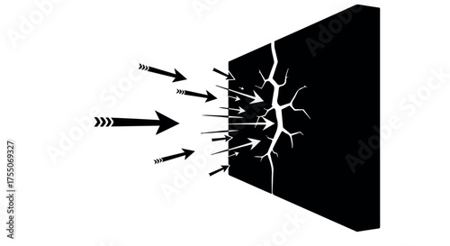 Arrows representing pressure and impact cracking a dark surface, symbolizing breaking through challenges.