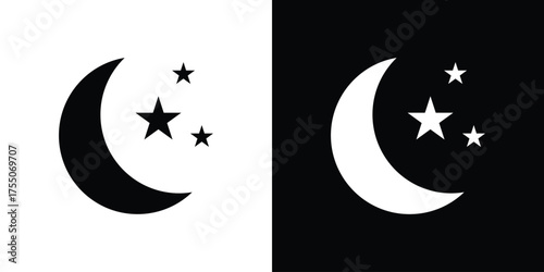Moon stars icon. filled flat sign concept and web design